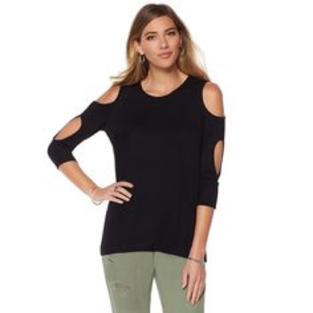 HSN Faith Over Fear Cold Shoulder Cut Out Top